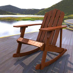 Kiawah Outdoor Patio Classic Acacia Wood Adirondack Rocking Chair -JONATHAN Y