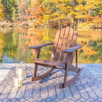 Kiawah Outdoor Patio Classic Acacia Wood Adirondack Rocking Chair -JONATHAN Y