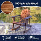 Kiawah Outdoor Patio Classic Acacia Wood Adirondack Rocking Chair -JONATHAN Y