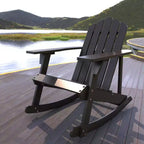 Kiawah Outdoor Patio Classic Acacia Wood Adirondack Rocking Chair -JONATHAN Y