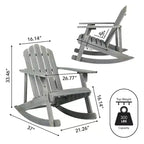 Kiawah Outdoor Patio Classic Acacia Wood Adirondack Rocking Chair -JONATHAN Y