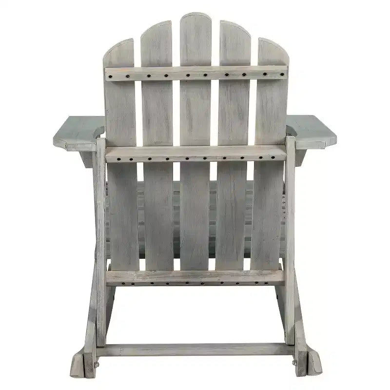 Kiawah Outdoor Patio Classic Acacia Wood Adirondack Rocking Chair -JONATHAN Y