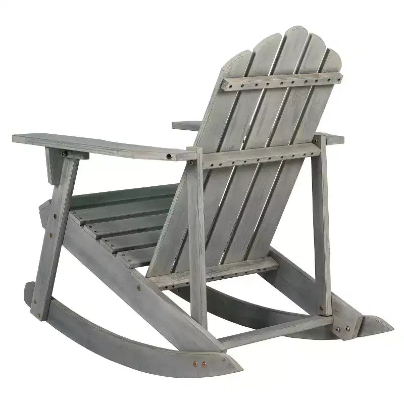 Kiawah Outdoor Patio Classic Acacia Wood Adirondack Rocking Chair -JONATHAN Y