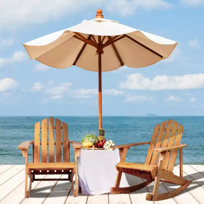 Kiawah Outdoor Patio Classic Acacia Wood Adirondack Rocking Chair -JONATHAN Y