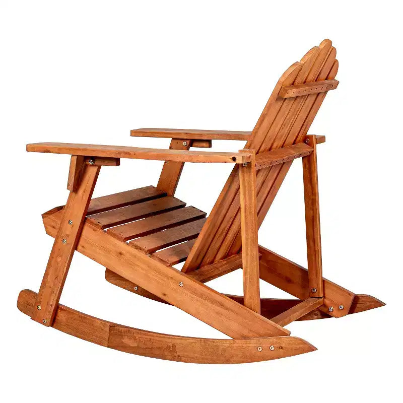 Kiawah Outdoor Patio Classic Acacia Wood Adirondack Rocking Chair -JONATHAN Y