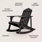Kiawah Outdoor Patio Classic Acacia Wood Adirondack Rocking Chair -JONATHAN Y