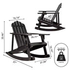 Kiawah Outdoor Patio Classic Acacia Wood Adirondack Rocking Chair -JONATHAN Y