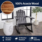 Kiawah Outdoor Patio Classic Acacia Wood Adirondack Rocking Chair -JONATHAN Y