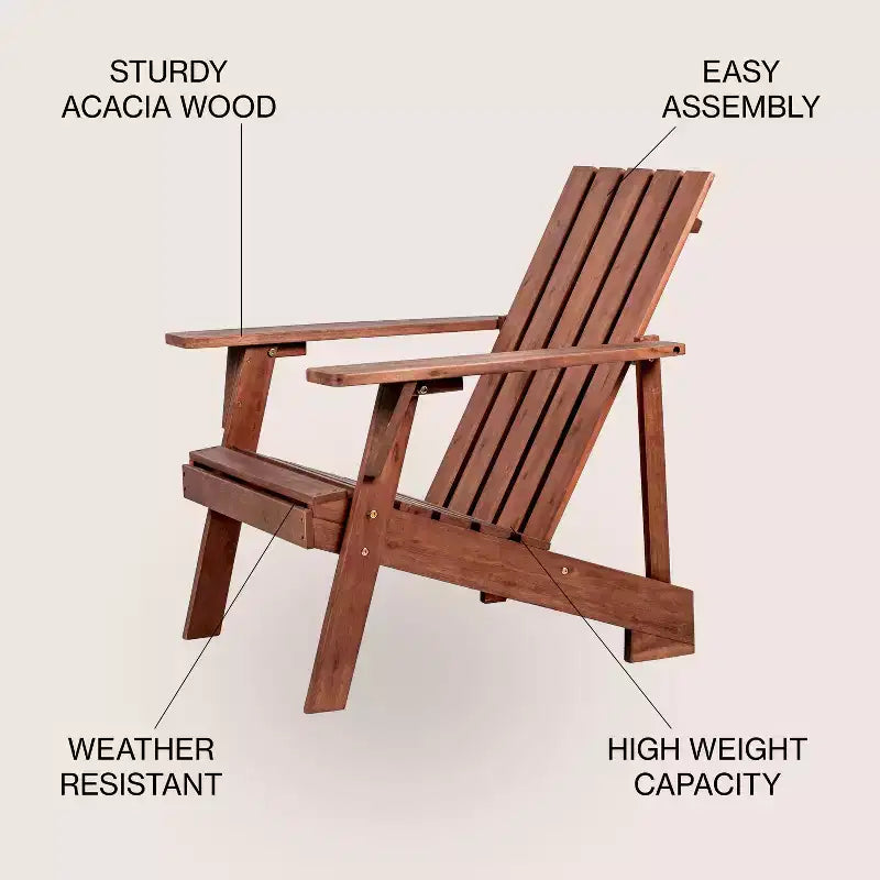 Irving Outdoor Patio Modern Acacia Wood Adirondack Chair - JONATHAN Y