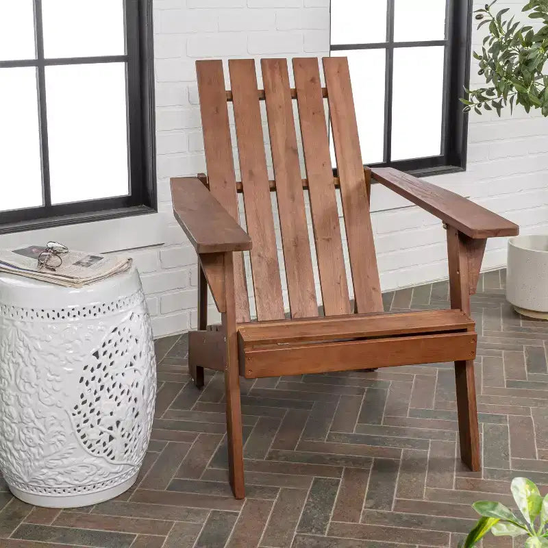 Irving Outdoor Patio Modern Acacia Wood Adirondack Chair - JONATHAN Y