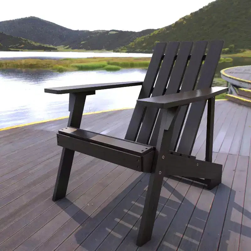 Irving Outdoor Patio Modern Acacia Wood Adirondack Chair - JONATHAN Y