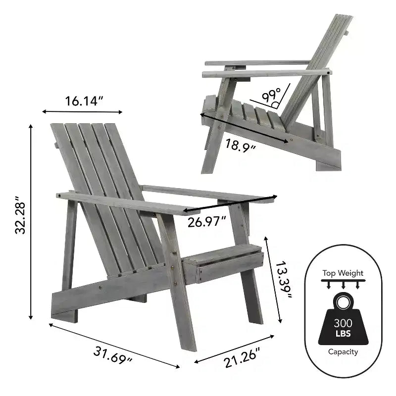 Irving Outdoor Patio Modern Acacia Wood Adirondack Chair - JONATHAN Y