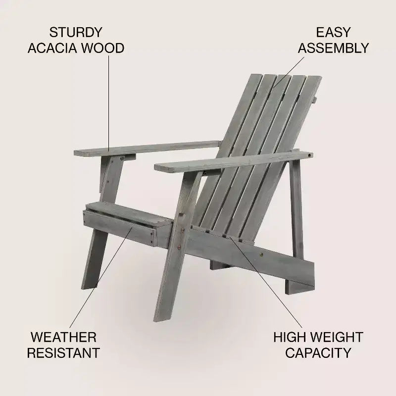 Irving Outdoor Patio Modern Acacia Wood Adirondack Chair - JONATHAN Y
