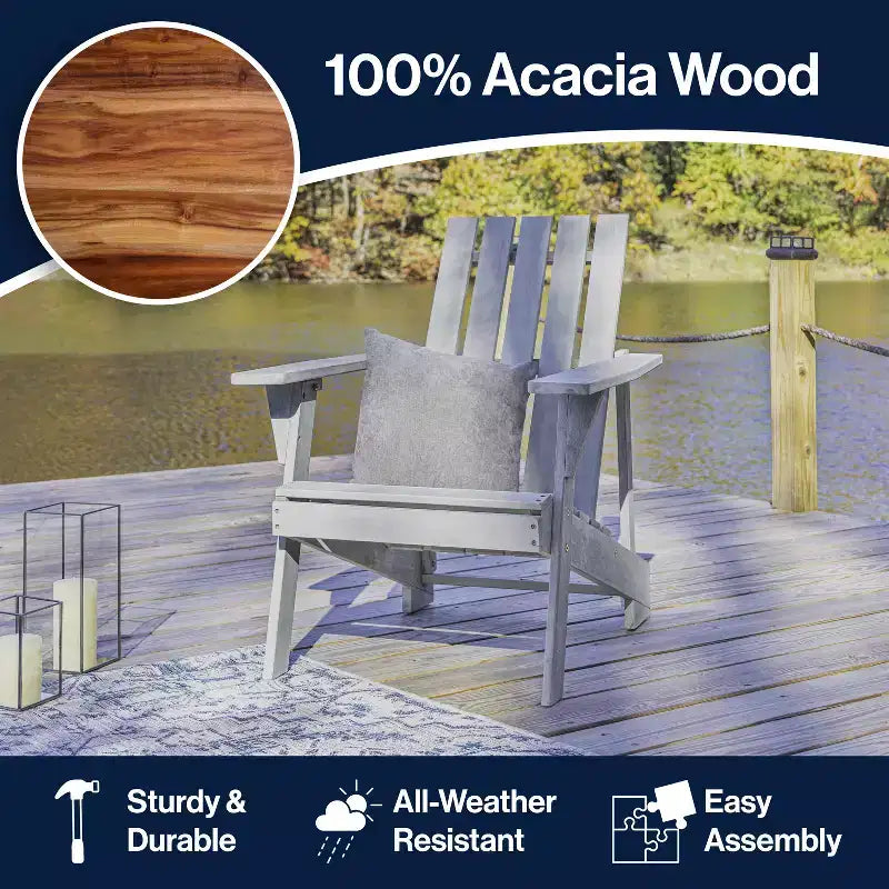 Irving Outdoor Patio Modern Acacia Wood Adirondack Chair - JONATHAN Y