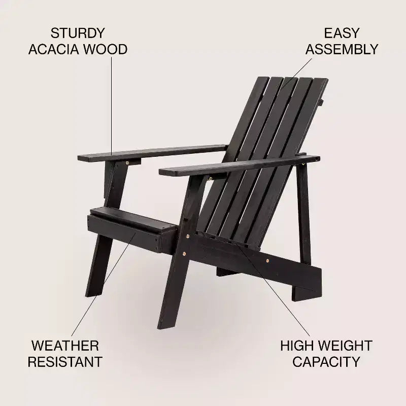Irving Outdoor Patio Modern Acacia Wood Adirondack Chair - JONATHAN Y