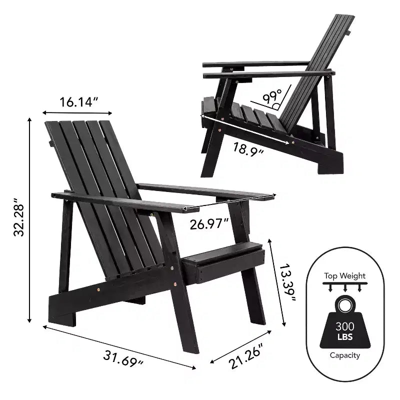 Irving Outdoor Patio Modern Acacia Wood Adirondack Chair - JONATHAN Y