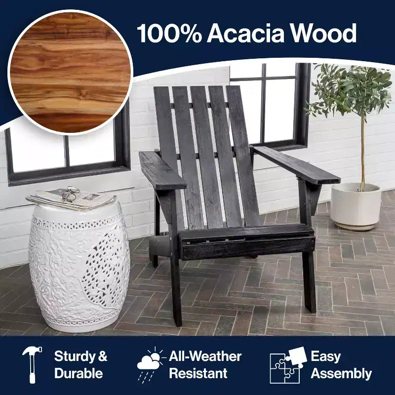 Irving Outdoor Patio Modern Acacia Wood Adirondack Chair - JONATHAN Y