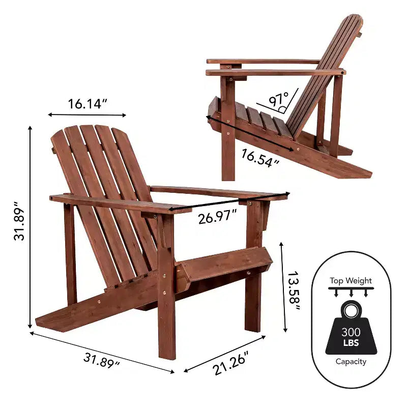 Westport Outdoor Patio Traditional Acacia Wood Adirondack Chair - JONATHAN Y