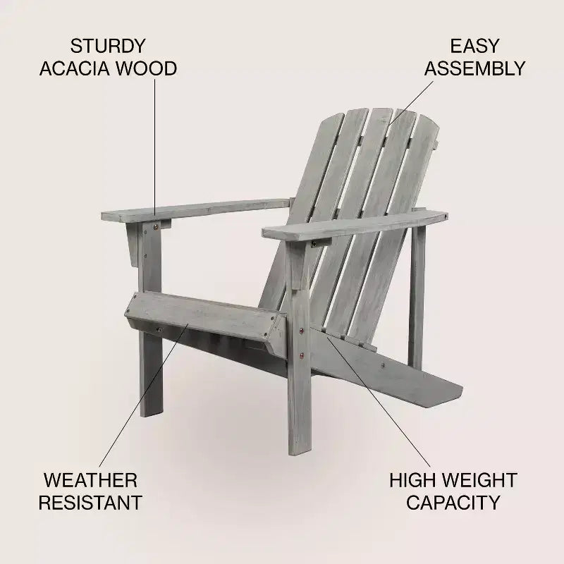 Westport Outdoor Patio Traditional Acacia Wood Adirondack Chair - JONATHAN Y
