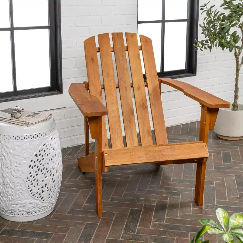 Westport Outdoor Patio Traditional Acacia Wood Adirondack Chair - JONATHAN Y