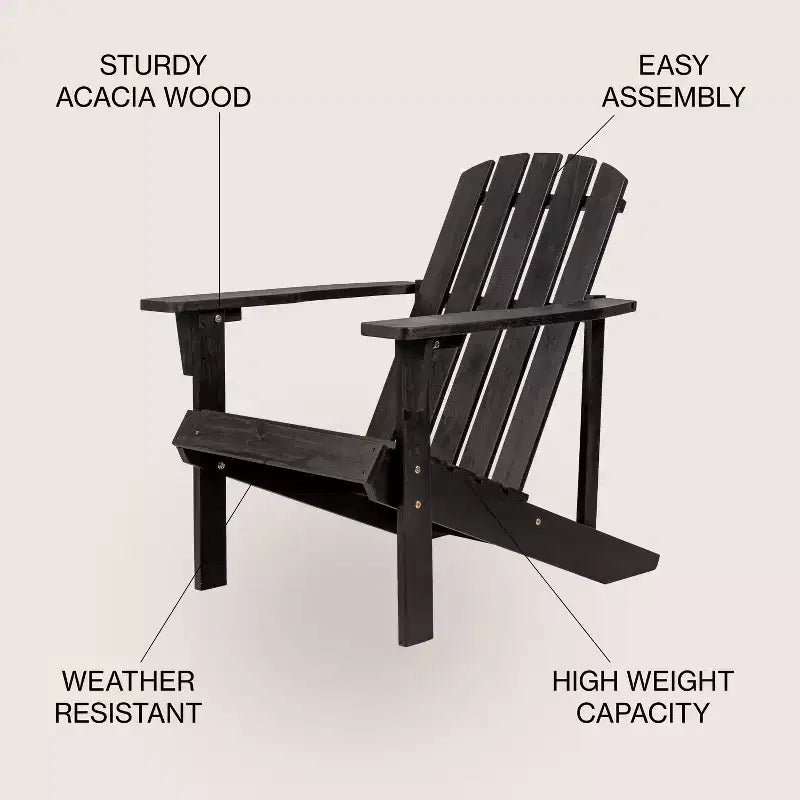 Westport Outdoor Patio Traditional Acacia Wood Adirondack Chair - JONATHAN Y
