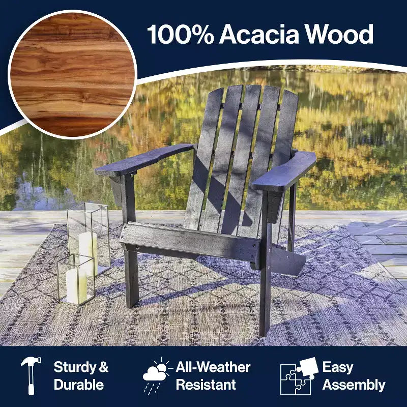 Westport Outdoor Patio Traditional Acacia Wood Adirondack Chair - JONATHAN Y