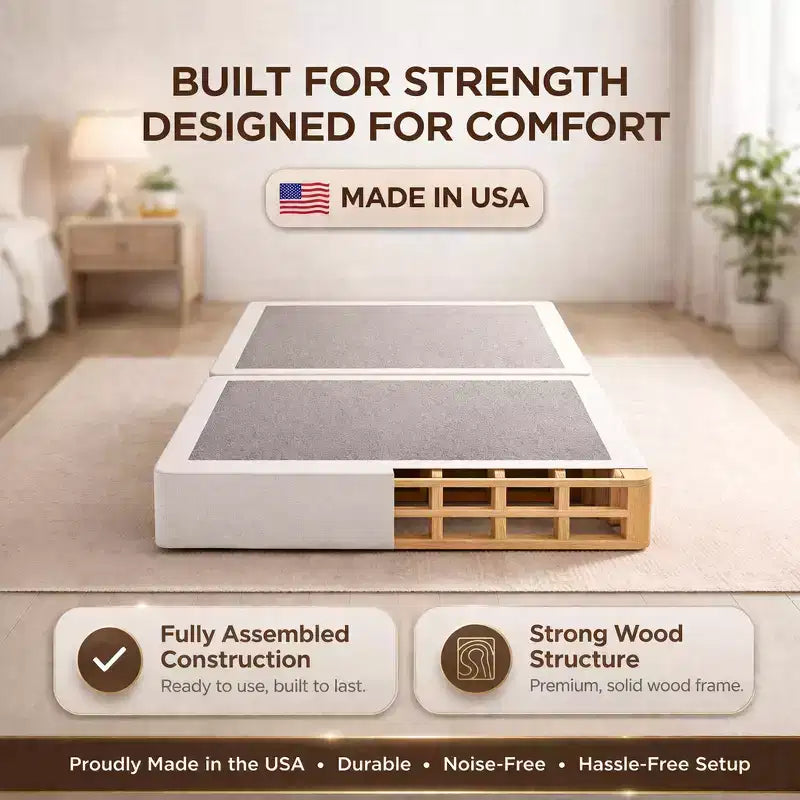 Continental Sleep, 4-Inch Fully Assembled Wood Split Low Profile Traditional Box Spring/Foundation for Mattress Set,