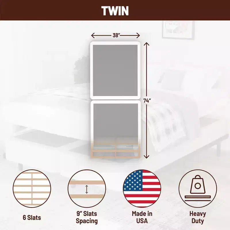 Continental Sleep, 4-Inch Fully Assembled Wood Split Low Profile Traditional Box Spring/Foundation for Mattress Set,