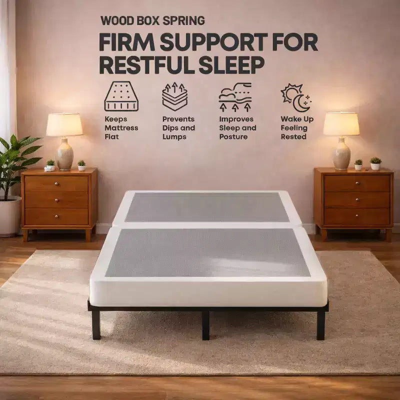 Continental Sleep, 4-Inch Fully Assembled Wood Split Low Profile Traditional Box Spring/Foundation for Mattress Set,
