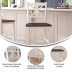 Flash Furniture Gwendolyn Set of 2 Commercial Grade Solid Wood Modern Farmhouse Counter Height Barstool