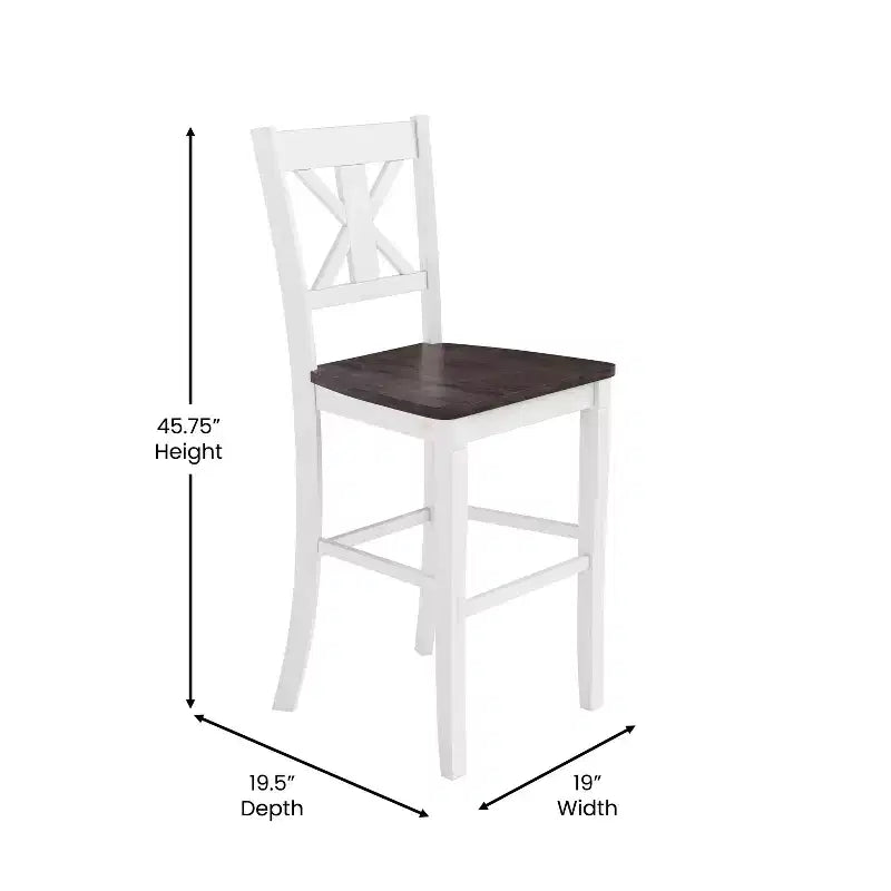 Flash Furniture Gwendolyn Set of 2 Commercial Grade Solid Wood Modern Farmhouse Counter Height Barstool