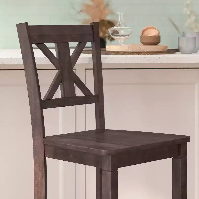 Flash Furniture Gwendolyn Set of 2 Commercial Grade Solid Wood Modern Farmhouse Counter Height Barstool