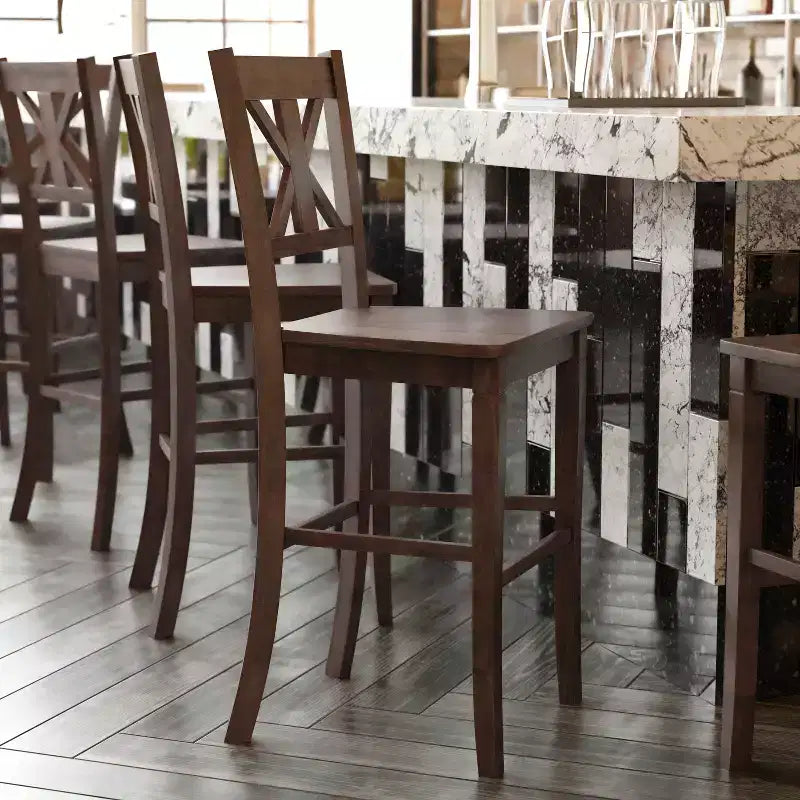 Flash Furniture Gwendolyn Set of 2 Commercial Grade Solid Wood Modern Farmhouse Counter Height Barstool