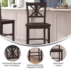Flash Furniture Gwendolyn Set of 2 Commercial Grade Solid Wood Modern Farmhouse Counter Height Barstool