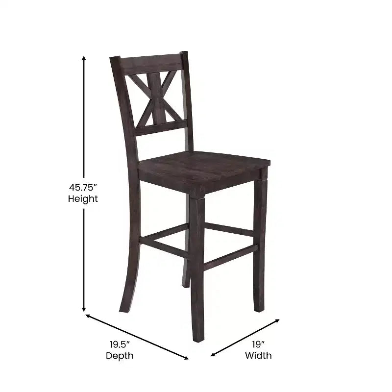 Flash Furniture Gwendolyn Set of 2 Commercial Grade Solid Wood Modern Farmhouse Counter Height Barstool