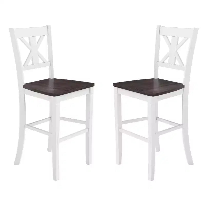 Flash Furniture Gwendolyn Set di 2 Sgabelli da Bar Moderni in Legno Massello di Grado Commerciale Stile Fattoria Altezza Bancone