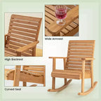 Sedia a dondolo da esterno Costway in legno di abete con schienale alto e braccioli, per giardino/cortile, colore naturale