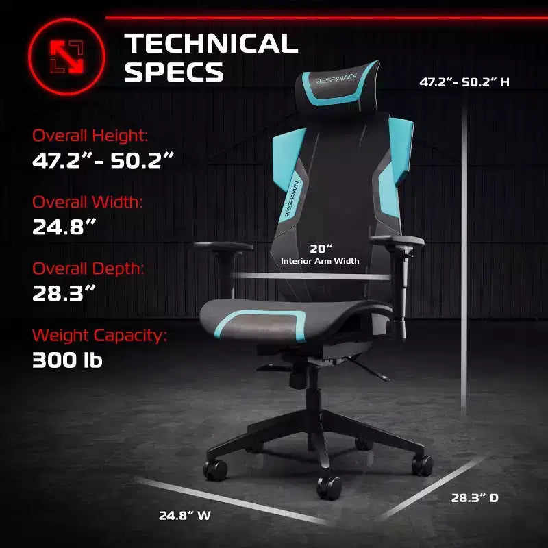 Sedia da Gaming RESPAWN Flexx Mesh con Supporto Lombare e Poggiatesta Regolabile