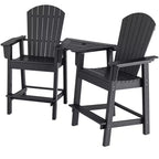 Costway 2pcs HDPE Tall Adirondack Chair Barstools Connecting Tray Patio Footrest