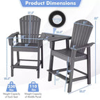 Costway 2pcs HDPE Tall Adirondack Chair Barstools Connecting Tray Patio Footrest