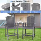 Costway 2pcs HDPE Tall Adirondack Chair Barstools Connecting Tray Patio Footrest
