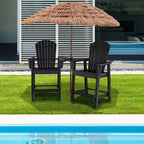 Costway 2pcs HDPE Tall Adirondack Chair Barstools Connecting Tray Patio Footrest