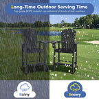Costway 2pcs HDPE Tall Adirondack Chair Barstools Connecting Tray Patio Footrest