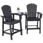 Costway 2pcs HDPE Tall Adirondack Chair Barstools Connecting Tray Patio Footrest