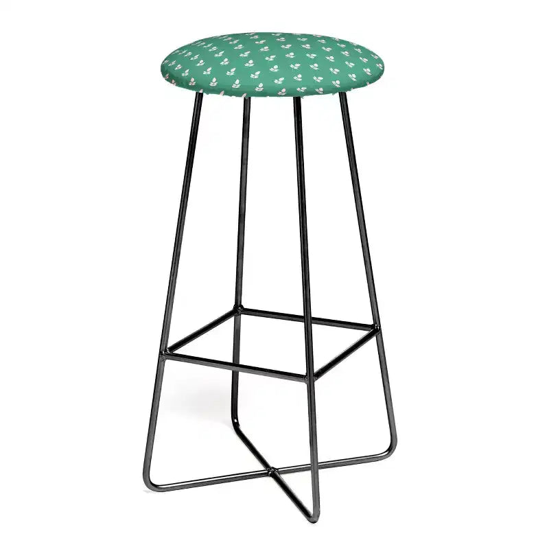 Maritza Lisa Retro Pink Leaf Pattern Barstool - Deny Designs
