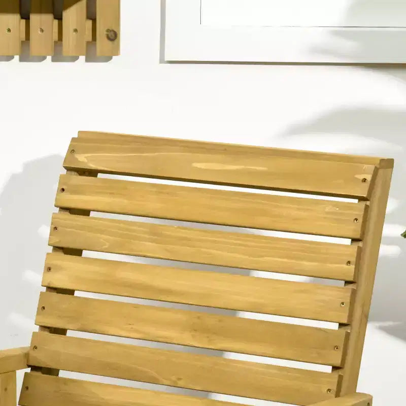 Outsunny Wooden Outdoor Rocking Chair, Traditional Slatted Wood Rocker with Armrests for Indoor & Outdoor, Light Brown
