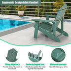 Sedia Adirondack da Patio Costway in HIPS con Portabicchiere Resistente alle Intemperie per Esterni 380 LBS Nero/Teak/Verde/Blu Navy/Rosso/Grigio/Bianco/Giallo