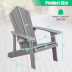 Sedia Adirondack da Patio Costway in HIPS con Portabicchiere Resistente alle Intemperie per Esterni 380 LBS Nero/Teak/Verde/Blu Navy/Rosso/Grigio/Bianco/Giallo