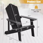 Sedia Adirondack da Patio Costway in HIPS con Portabicchiere Resistente alle Intemperie per Esterni 380 LBS Nero/Teak/Verde/Blu Navy/Rosso/Grigio/Bianco/Giallo