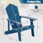 Sedia Adirondack da Patio Costway in HIPS con Portabicchiere Resistente alle Intemperie per Esterni 380 LBS Nero/Teak/Verde/Blu Navy/Rosso/Grigio/Bianco/Giallo